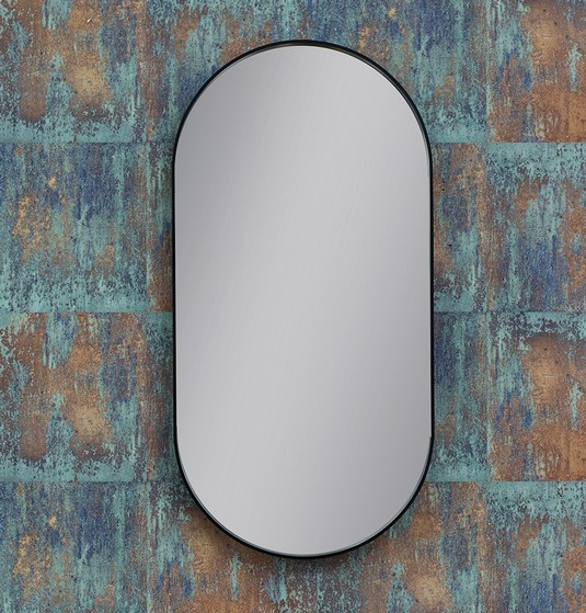 Kraft Maja AMB Lustro owalne 40x80 z podświetleniem LED w aluminiowej ramie czarny mat