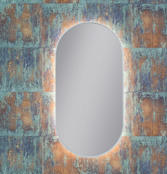Kraft Maja AMB Lustro owalne 40x80 z podświetleniem LED w aluminiowej ramie biały mat