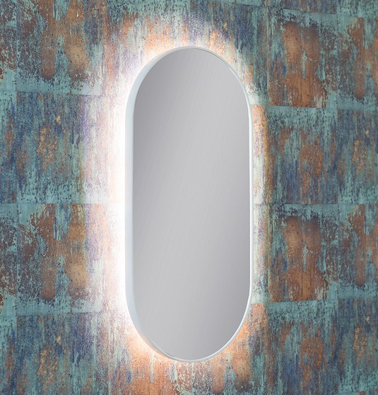 Kraft Bold AMB Lustro owalne 50x100 z podświetleniem LED biały mat