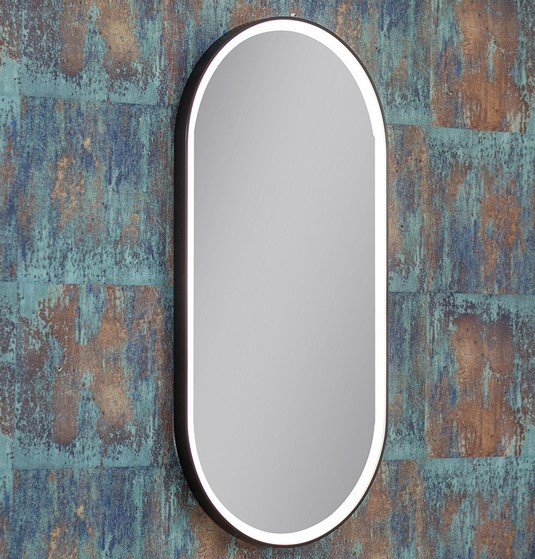 Kraft Bold Lux Lustro owalne 40x80 z podświetleniem LED czarny mat