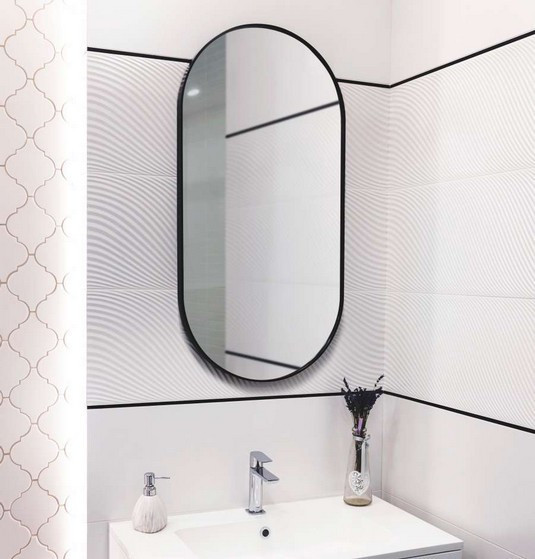 Kraft Bold Lustro owalne 50x100 czarny mat