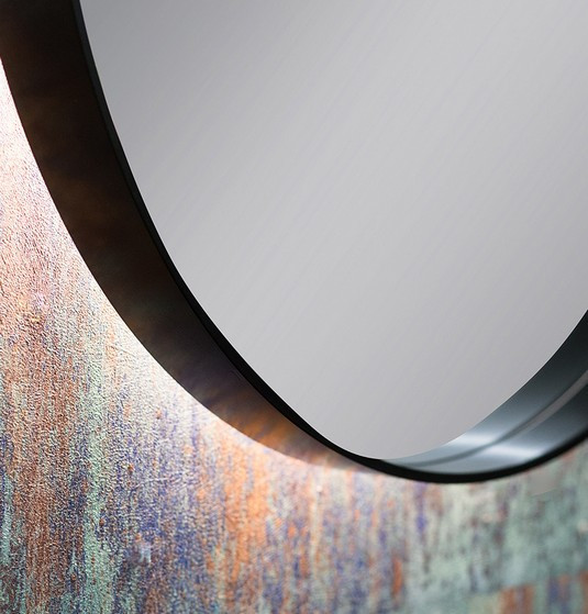 Kraft Maja AMB Lustro owalne 50x100 z podświetleniem LED w aluminiowej ramie czarny mat