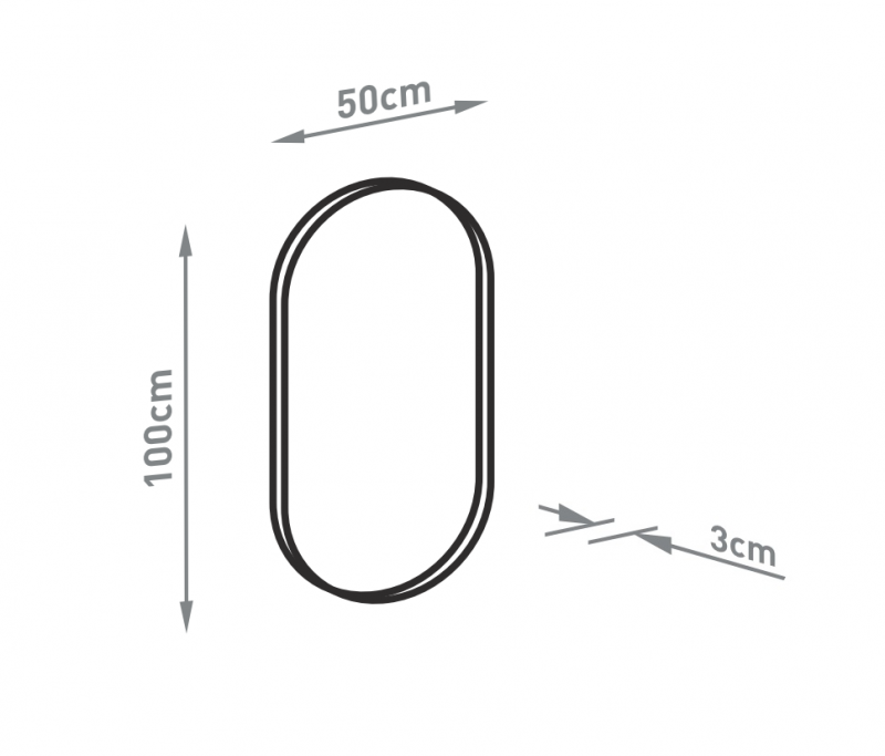Kraft Bold Lustro owalne 50x100 biały mat