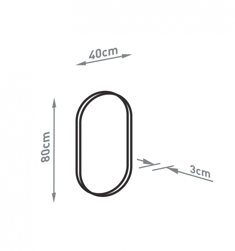 Kraft Bold Lustro owalne 40x80 biały mat