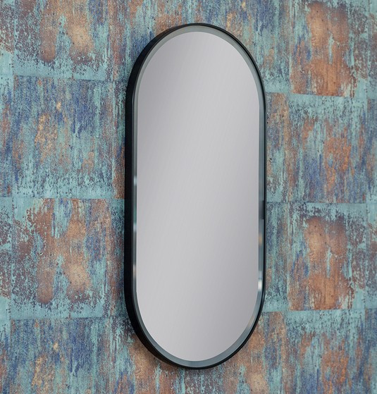 Kraft Bold Lux Lustro owalne 40x80 z podświetleniem LED czarny mat