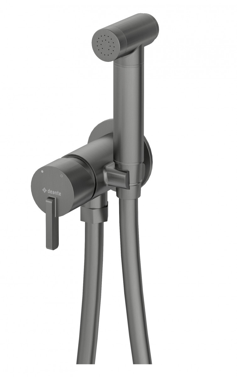 Deante Silia bateria bidetowa podtynkowa ze słuchawką typu bidetta titanium BQSD34M