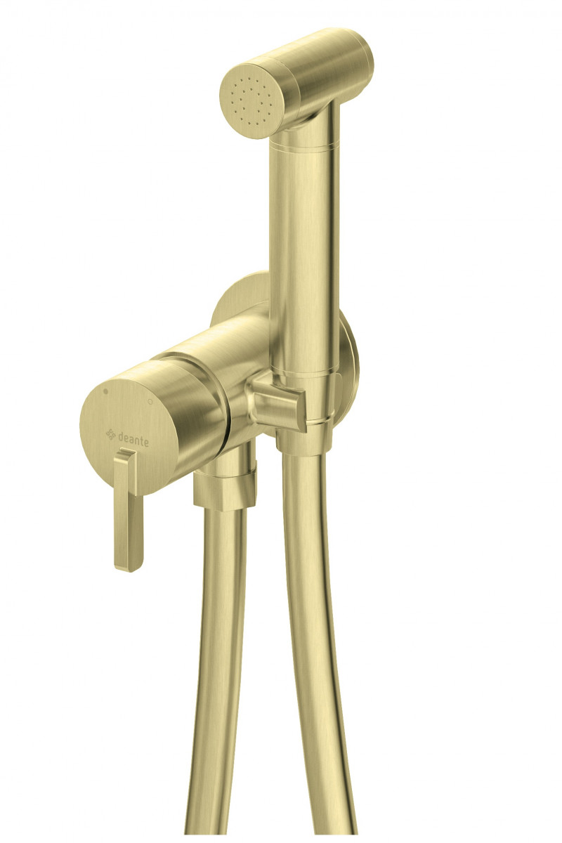 Deante Silia bateria bidetowa podtynkowa ze słuchawką typu bidetta złoty szczotkowany BQSR34M