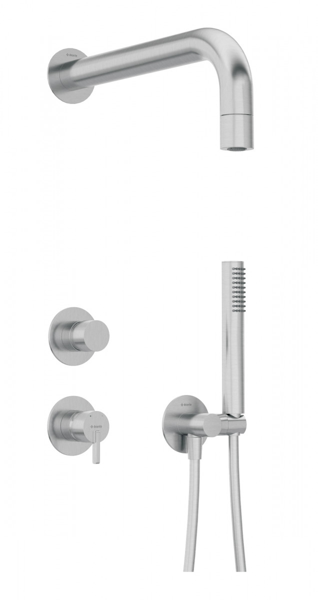 Deante Silia zestaw prysznicowy podtynkowy z deszczownicą stal szczotkowana NQSF9XK