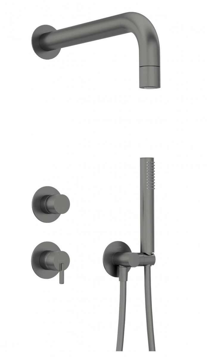 Deante Silia zestaw prysznicowy podtynkowy z deszczownicą titanium NQSD9XK