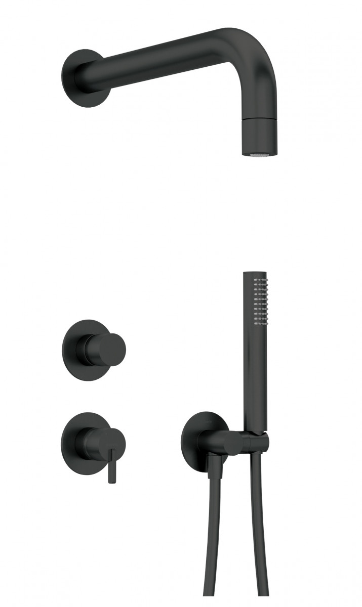 Deante Silia zestaw prysznicowy podtynkowy z deszczownicą czarny matowy NQSN9XK