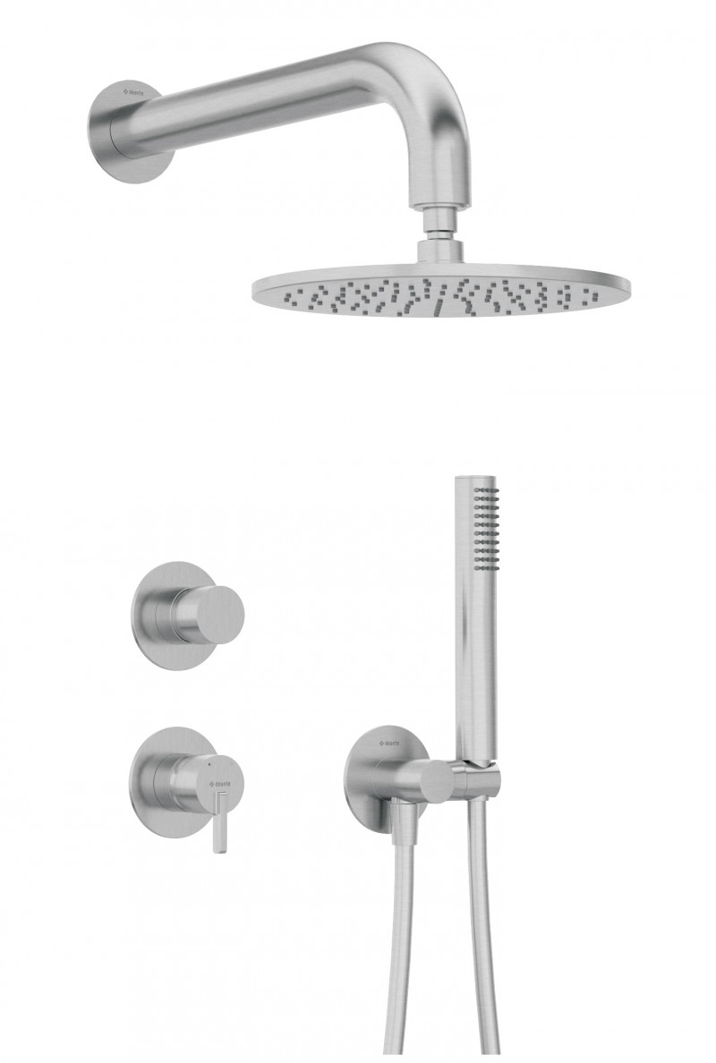 Deante Silia zestaw prysznicowy podtynkowy z deszczownicą stal szczotkowana NQSF9YK