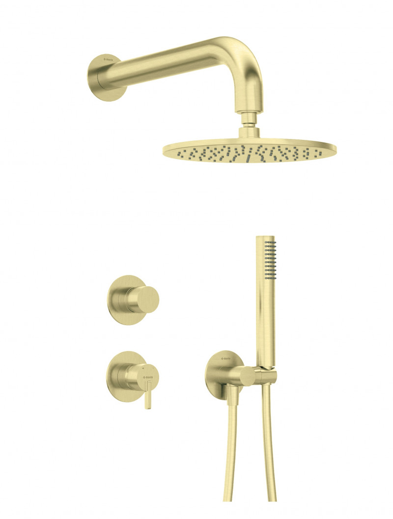 Deante Silia zestaw prysznicowy podtynkowy z deszczownicą złoty szczotkowany NQSR9YK