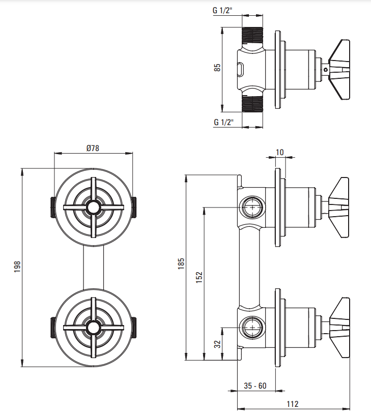 Deante Temisto bateria wannowo-prysznicowa podtynkowa czarny matowy BQTN44P