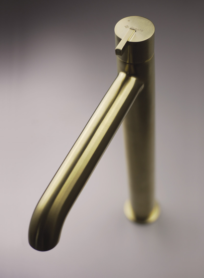 Deante Silia bateria umywalkowa wysoka złoty szczotkowany BQSR20K