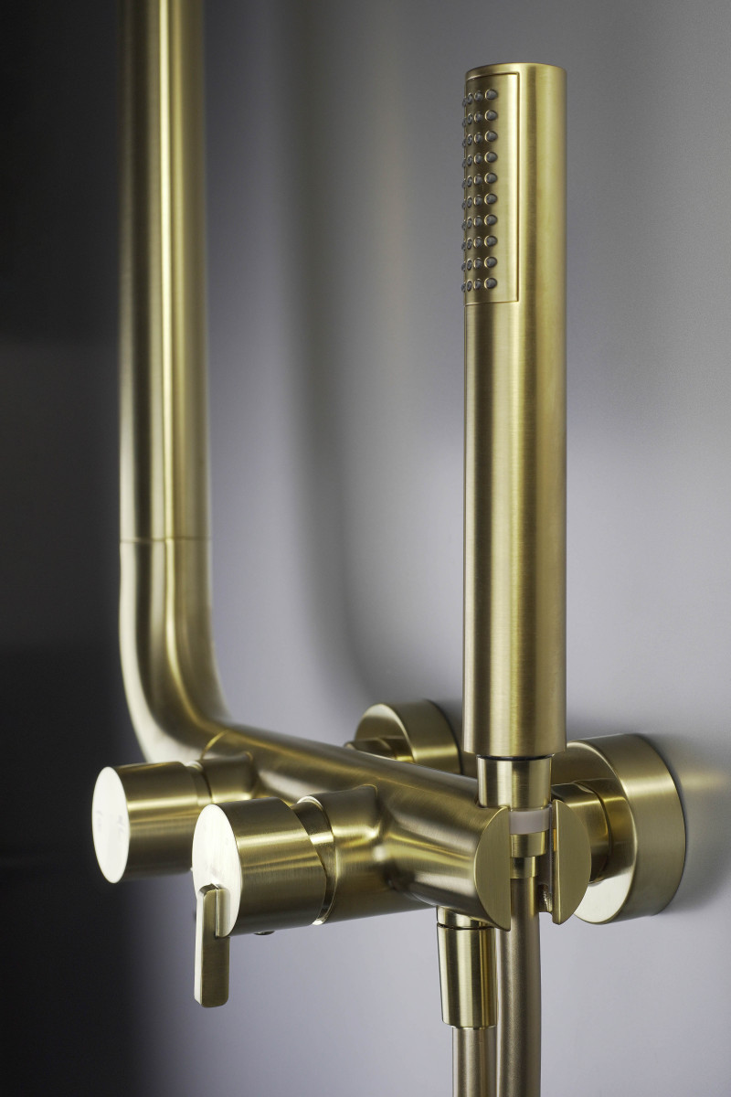 Deante Silia zestaw prysznicowy z deszczownicą złoty szczotkowany NQSR4XM