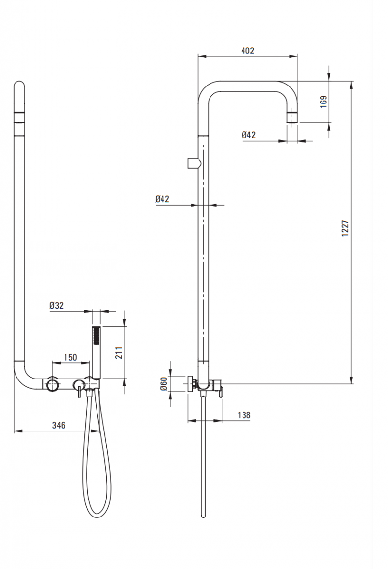 Deante Silia zestaw prysznicowy z deszczownicą złoty szczotkowany NQSR4XM