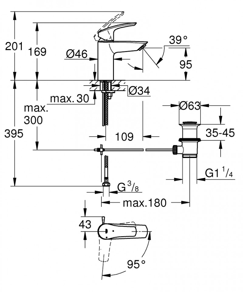 Grohe Eurosmart S bateria umywalkowa z korkiem automatycznym chrom 32926003