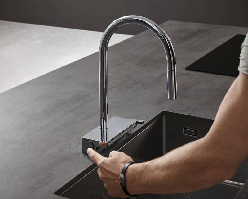 Hansgrohe Aquno Select M81 bateria kuchenna 170 z wyciąganą wylewką 3jet sBox chrom 73831000