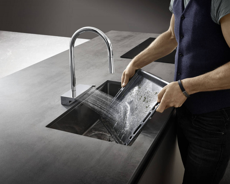 Hansgrohe Aquno Select M81 bateria kuchenna 170 z wyciąganą wylewką 3jet sBox chrom 73831000