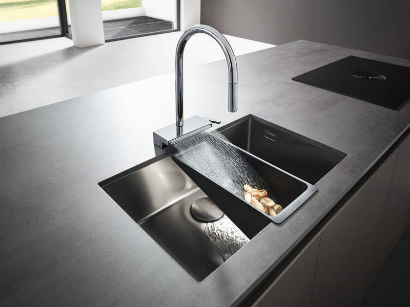 Hansgrohe Aquno Select M81 bateria kuchenna 170 z wyciąganą wylewką 3jet sBox chrom 73831000