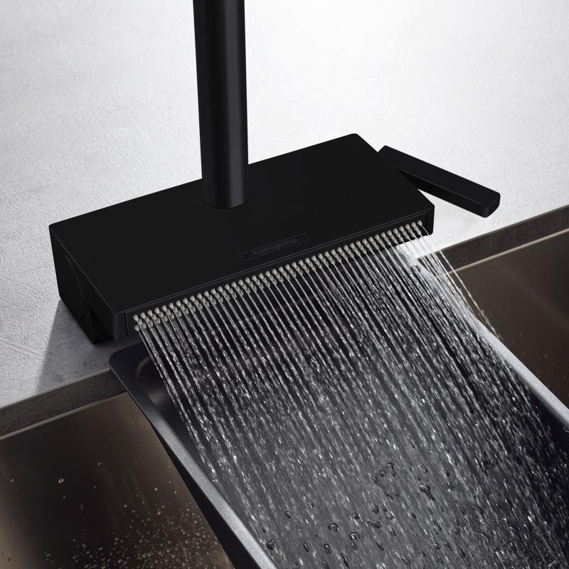 Hansgrohe Aquno Select M81 bateria kuchenna 250 z wyciąganą wylewką 2jet sBox czarny matowy 73830670