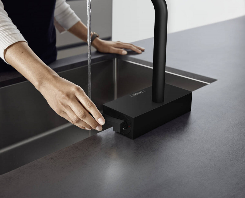 Hansgrohe Aquno Select M81 bateria kuchenna 250 z wyciąganą wylewką 2jet sBox czarny matowy 73830670
