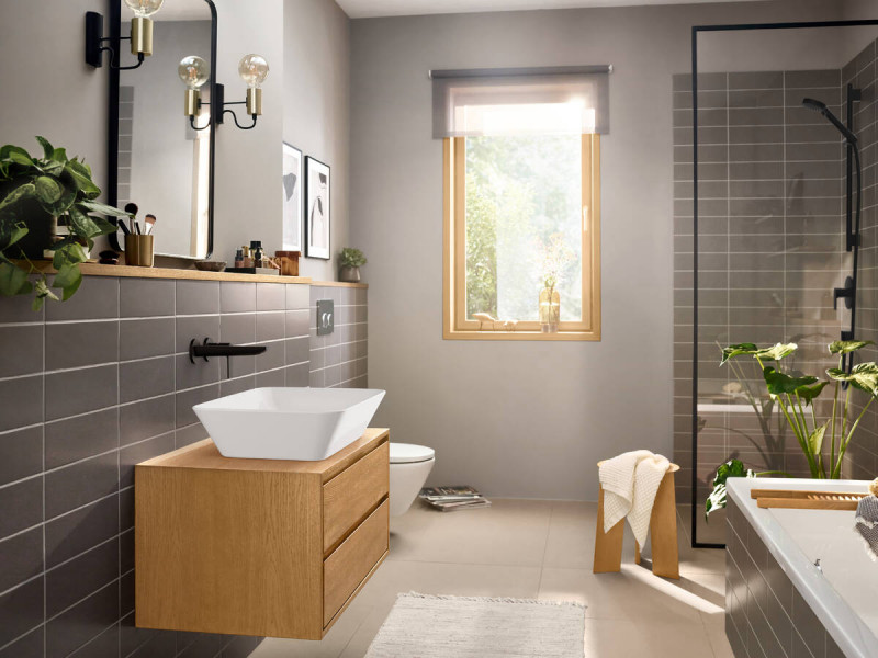 Hansgrohe FinishPlus Rebris E bateria umywalkowa podtynkowa wylewka 20 cm czarny matowy 72568670