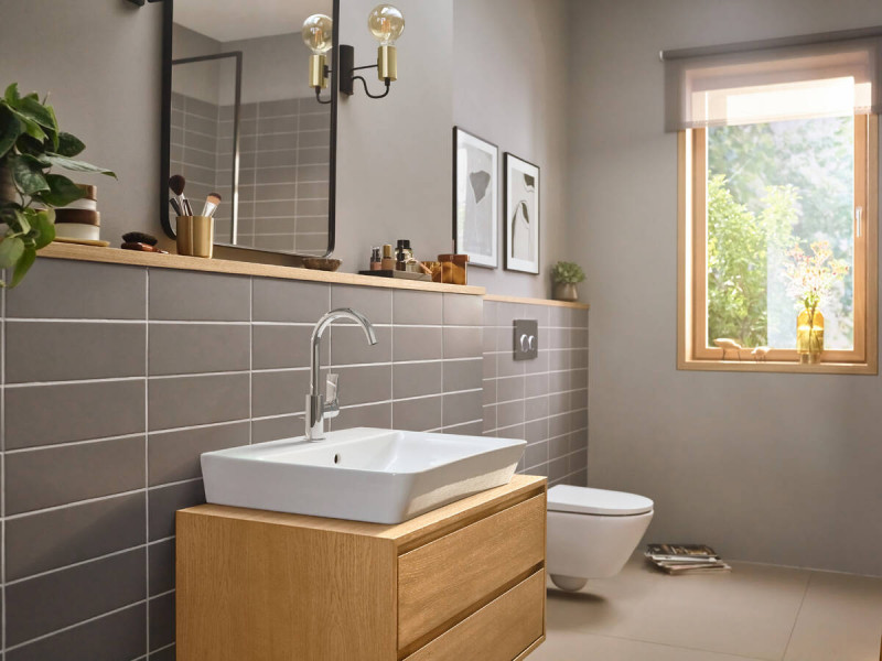Hansgrohe Rebris E bateria umywalkowa 210 z obrotową wylewką z korkiem chrom połysk 72576000
