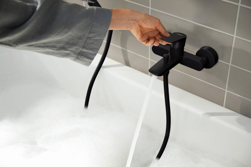 Hansgrohe FinishPlus Rebris E bateria wannowa ścienna czarny matowy 72450670