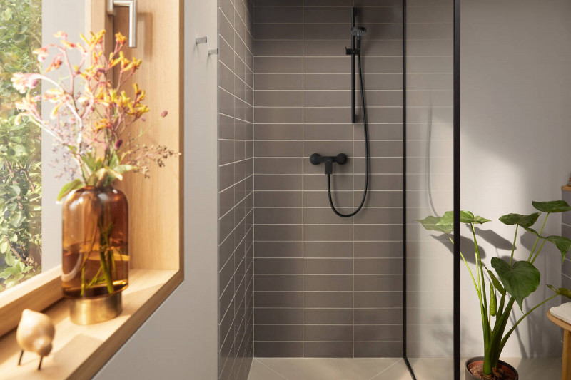 Hansgrohe FinishPlus Rebris E bateria prysznicowa ścienna czarny matowy 72650670