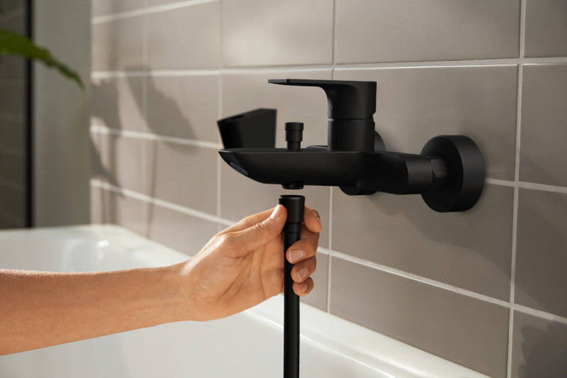 Hansgrohe FinishPlus Rebris E bateria wannowa ścienna czarny matowy 72450670
