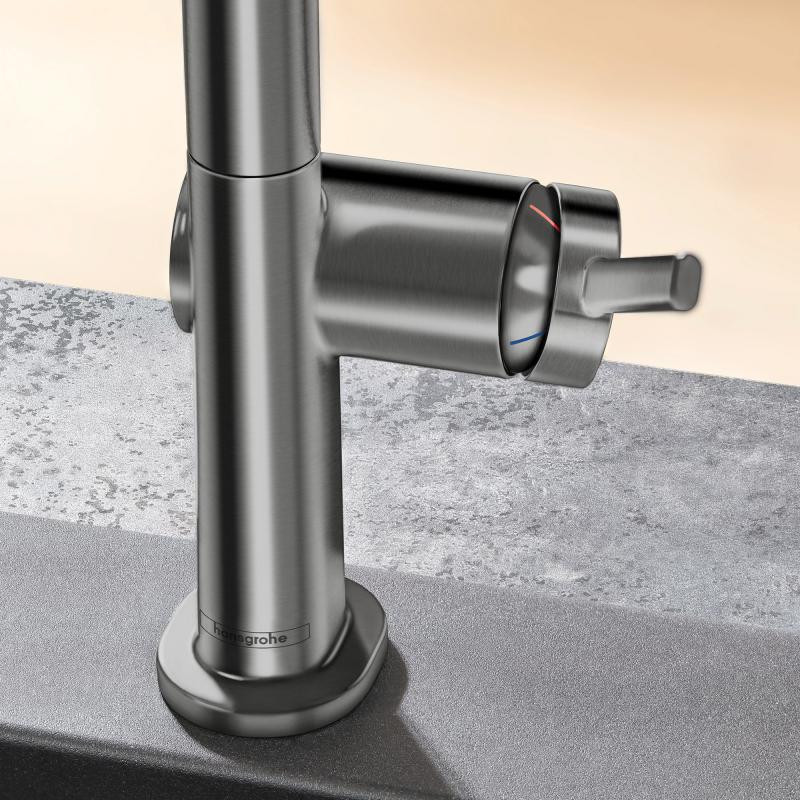 Hansgrohe Talis M54 bateria kuchenna 270 z wyciąganą wylewką 1jet sBox czarny chrom szczotkowany 72809340