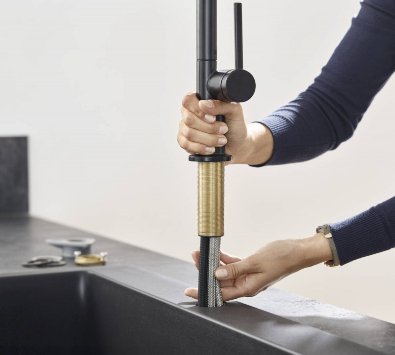 Hansgrohe Talis M54 bateria kuchenna 210 z wyciąganą wylewką 2jet sBox czarny matowy 72801670