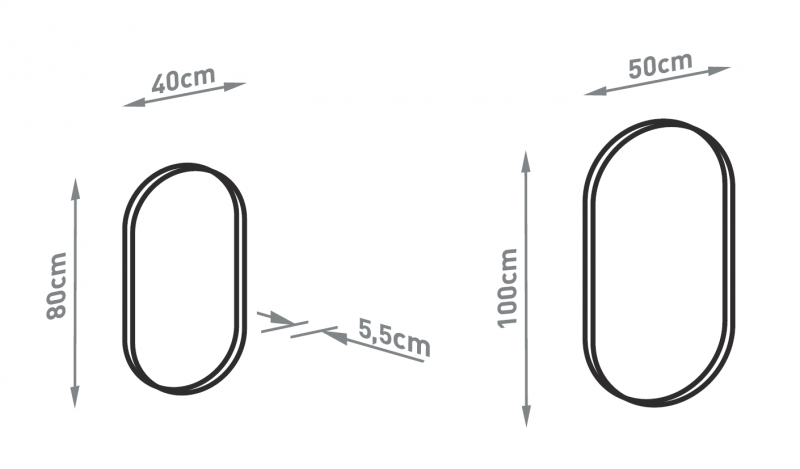 Kraft Maja AMB Lustro owalne 50x100 z podświetleniem LED w aluminiowej ramie biały mat