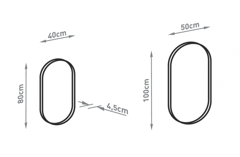 Kraft Maja Lustro owalne 40x80 w aluminiowej ramie czarny mat