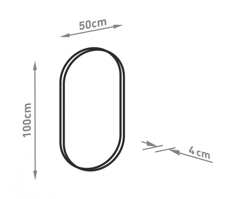 Kraft Bold AMB Lustro owalne 50x100 z podświetleniem LED czarny mat