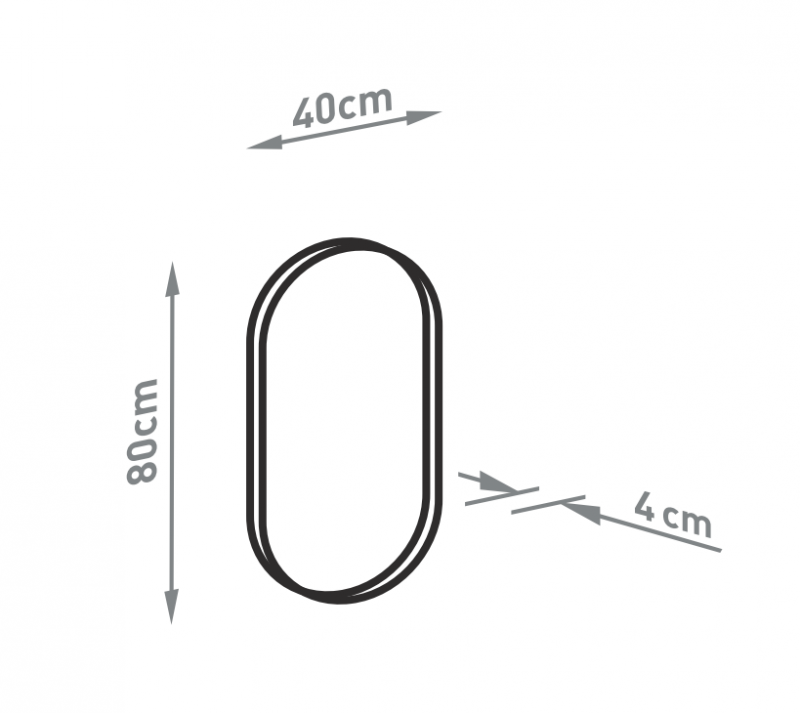 Kraft Bold AMB Lustro owalne 40x80 z podświetleniem LED czarny mat
