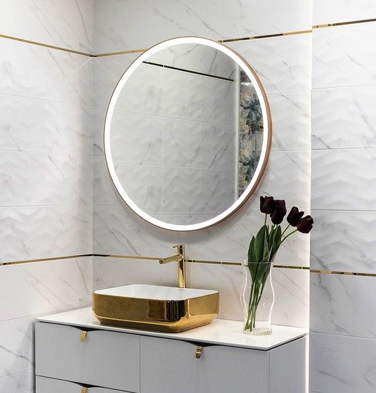 Kraft Soft LUX lustro okrągłe fi 60 z podświetleniem LED złoty mat