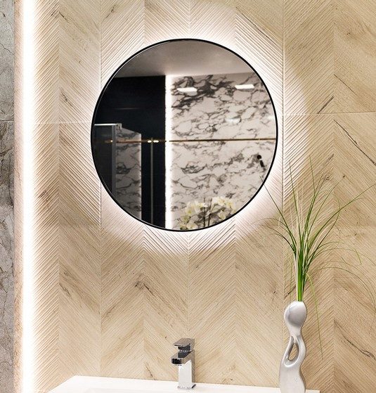 Kraft Soft AMB lustro okrągłe fi 60 z podświetleniem LED czarny mat