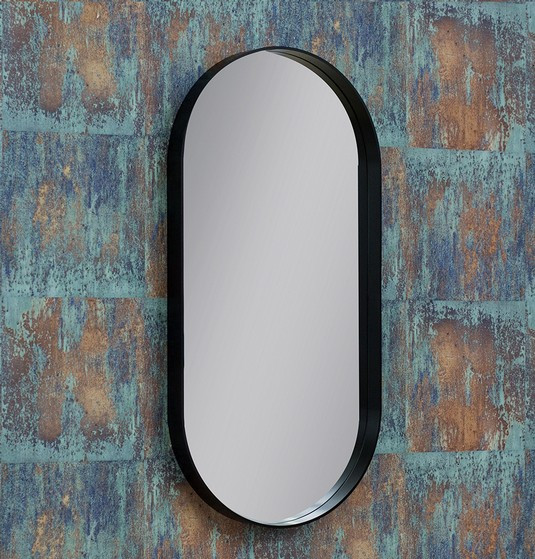 Kraft Maja AMB Lustro owalne 40x80 z podświetleniem LED w aluminiowej ramie czarny mat