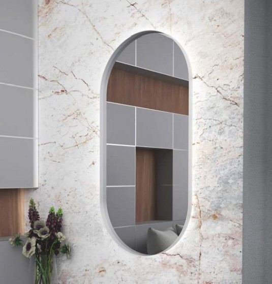 Kraft Maja AMB Lustro owalne 40x80 z podświetleniem LED w aluminiowej ramie biały mat