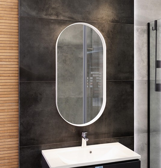 Kraft Maja Lustro owalne 40x80 w aluminiowej ramie biały mat