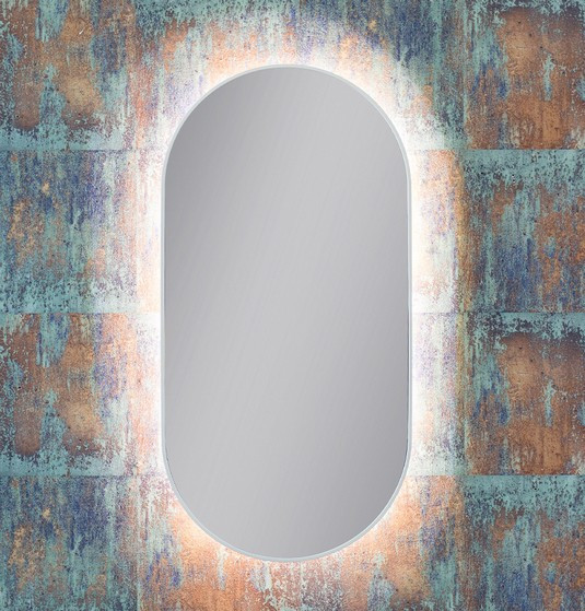 Kraft Bold AMB Lustro owalne 40x80 z podświetleniem LED biały mat