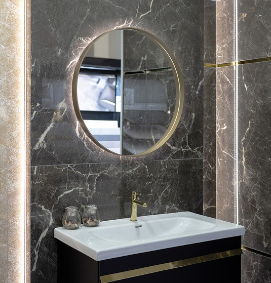 Kraft Olymp AMB lustro okrągłe fi 60 cm z podświetleniem LED złoty mat