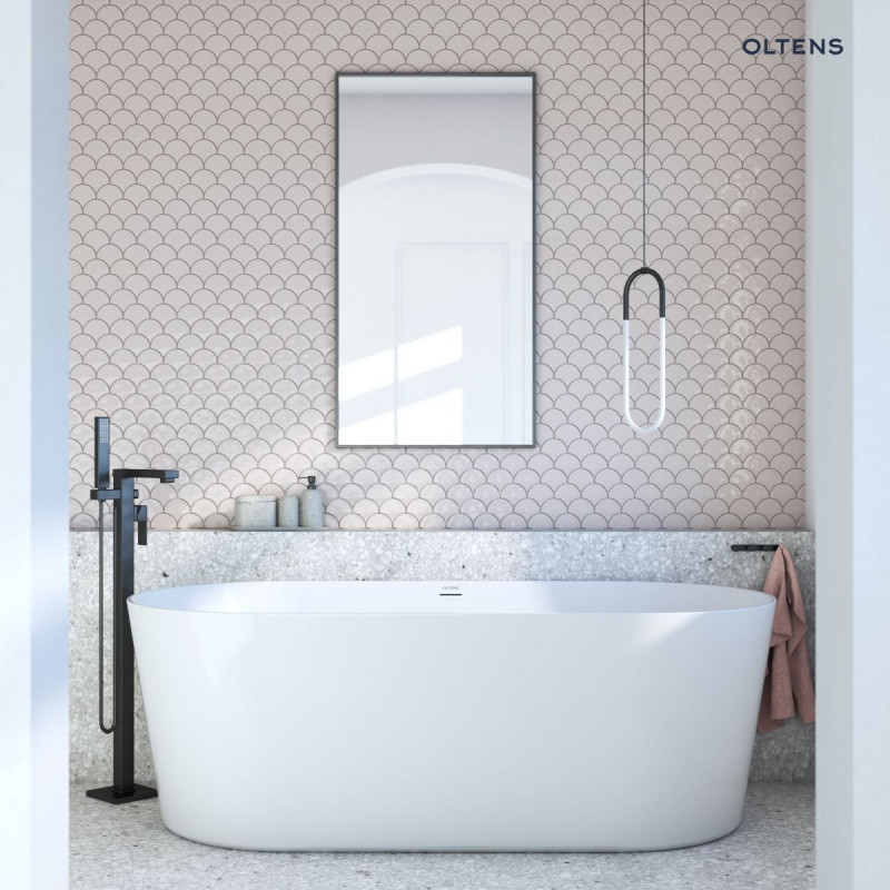 Oltens Inga wanna wolnostojąca 157x75 cm owalna akryl biały połysk 12007000