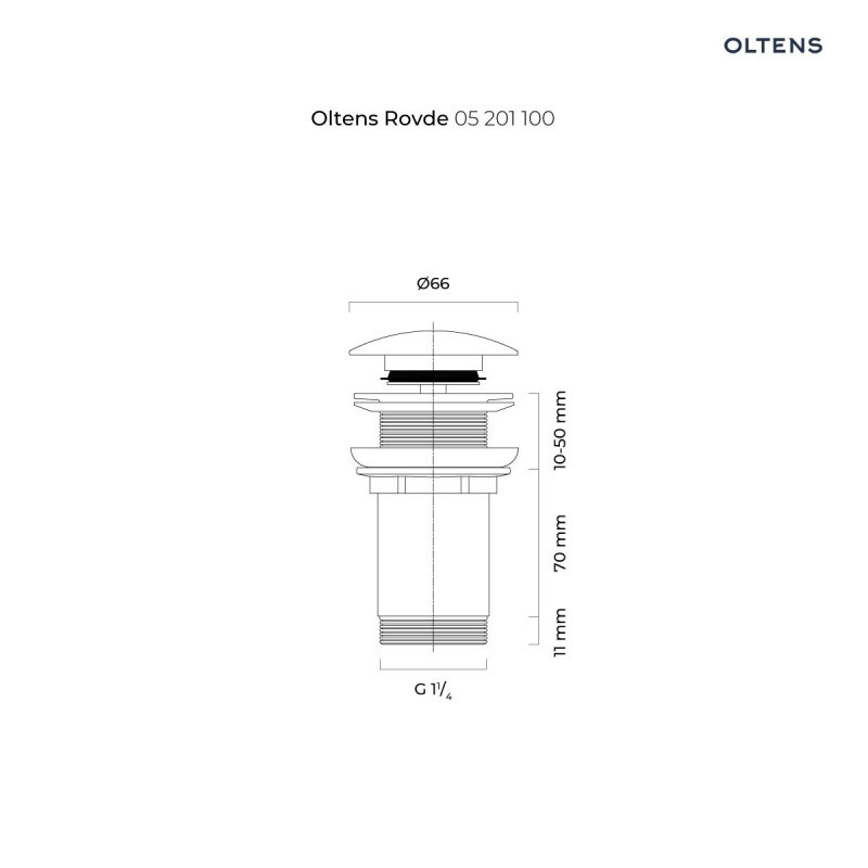 Oltens Rovde korek do umywalki klik klak okrągły bez przelewu G1 1/4 biały ceramiczny 05200000