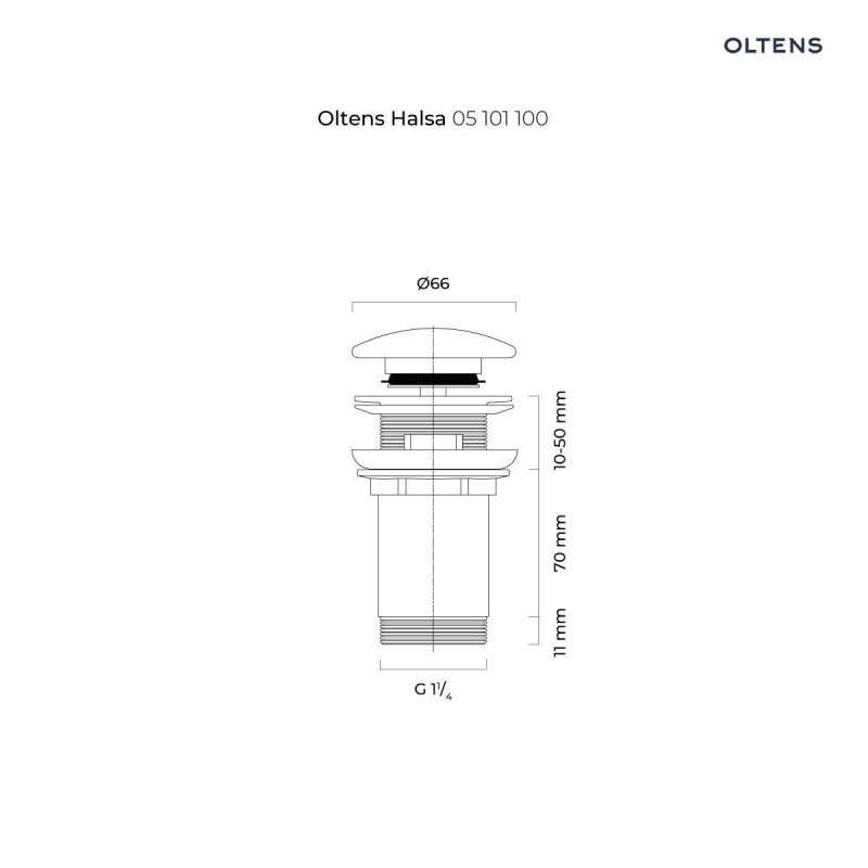 Oltens Halsa korek do umywalki klik klak okrągły z przelewem chrom 05101100