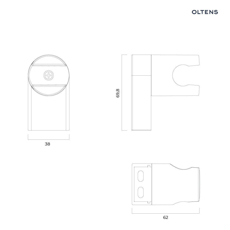 Oltens Gide Brushed Gold uchwyt prysznicowy ścienny słuchawki okrągły złoty szczotkowany 37402810