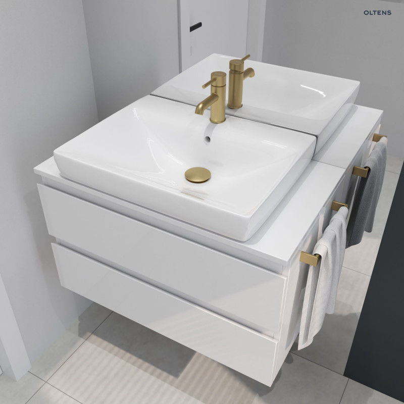 Oltens Halsa korek do umywalki klik klak okrągły z przelewem złoto szczotkowane 05100810