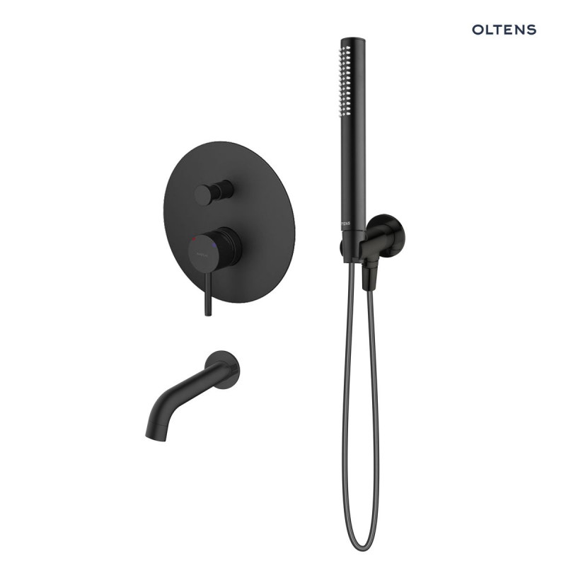 Oltens Molle komplet zestaw wannowy podtynkowy z wylewką i słuchawką czarny mat 36602300